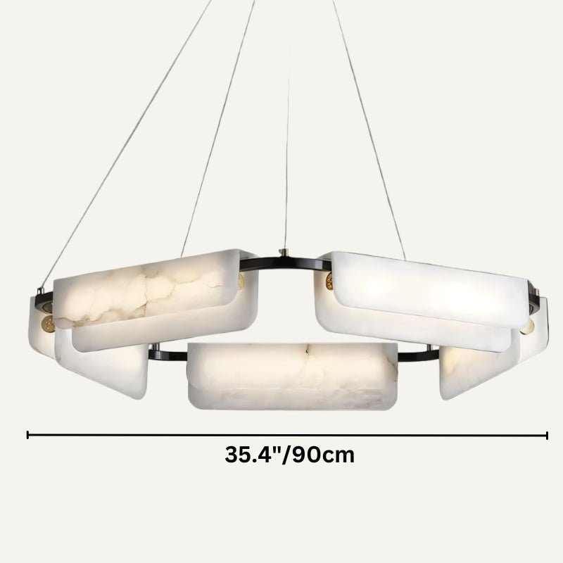 Zazu Alabaster Chandelier - D35.4"(90cm)Trichromatic (No Remote 3000K/4000K/6000K)casivra
