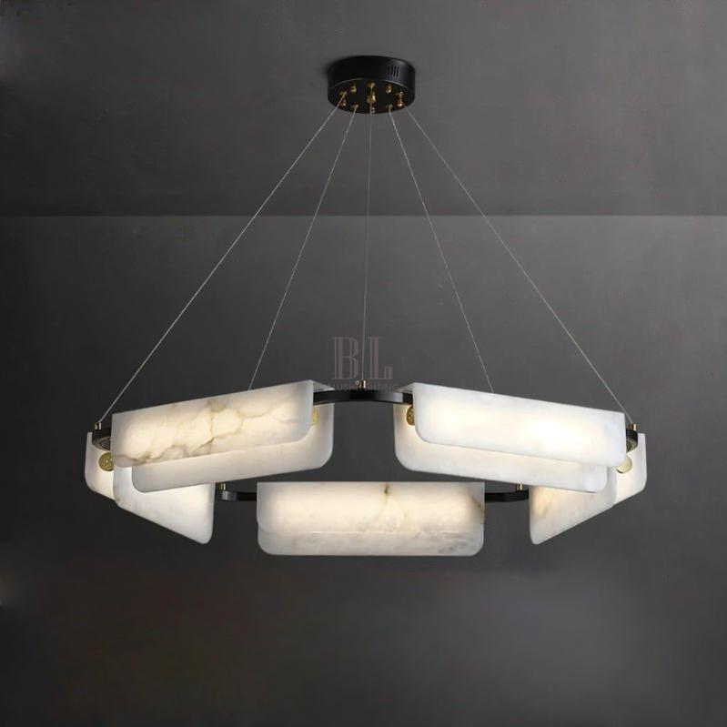 Zazu Alabaster Chandelier - D23.6"(60cm)Trichromatic (No Remote 3000K/4000K/6000K)casivra