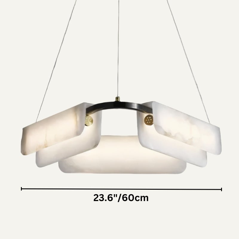 Zazu Alabaster Chandelier - D23.6"(60cm)Trichromatic (No Remote 3000K/4000K/6000K)casivra